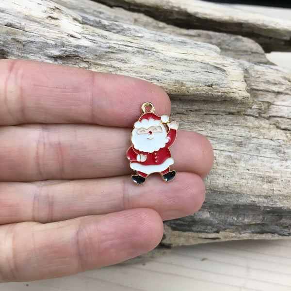 Breloque père Noël qui sera ajoutée à votre bracelet, collier ou boucles d’oreilles