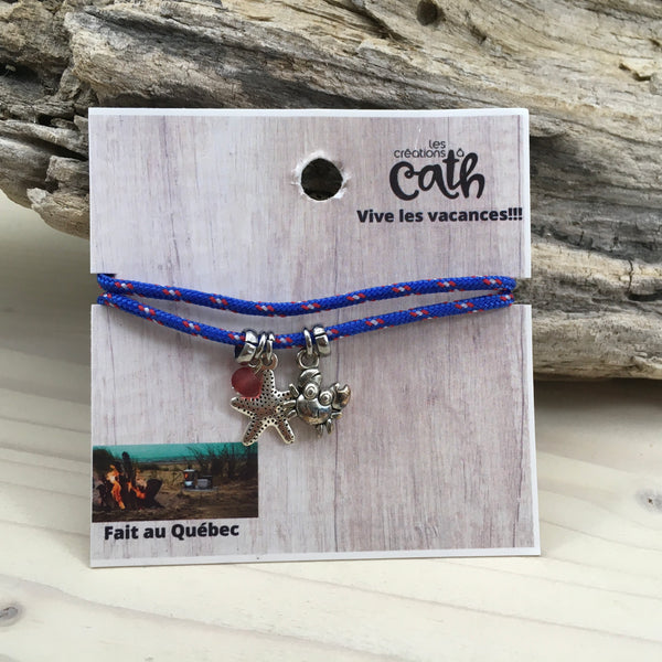 #593 Bracelet + cheville crabe et étoile de mer