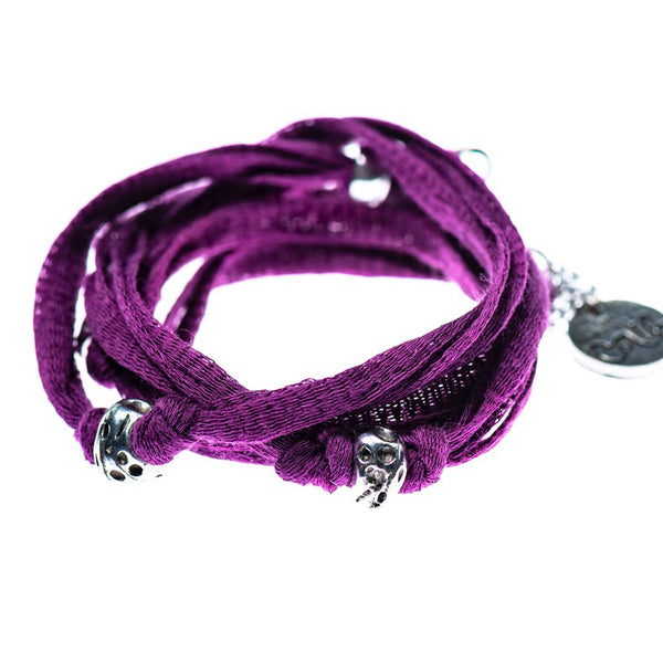 Bracelet multi-tours en cotton avec billes d'étain