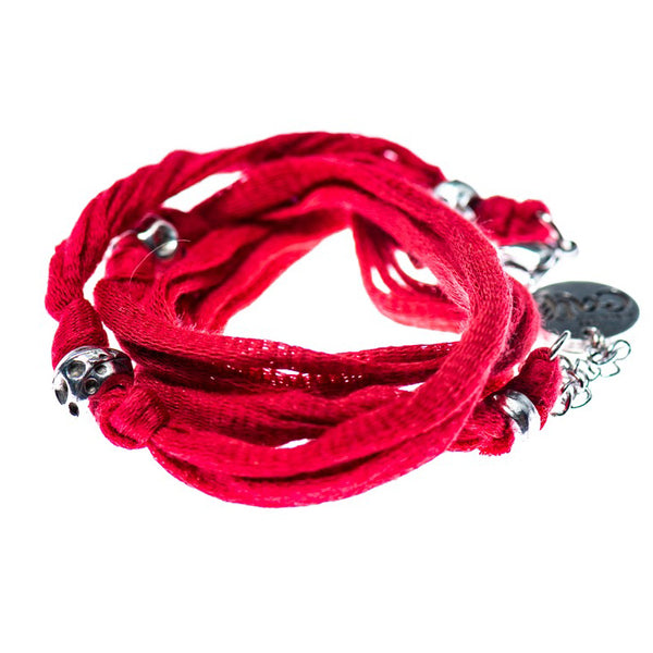 Bracelet multi-tours en cotton avec billes d'étain