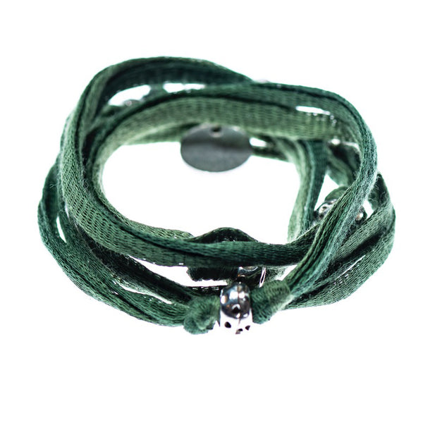 Bracelet multi-tours en cotton avec billes d'étain