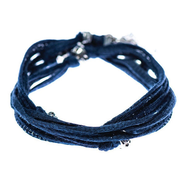 Bracelet multi-tours en cotton avec billes d'étain