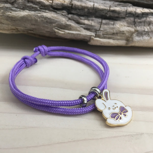 Bracelet personnalisé lapin mauve