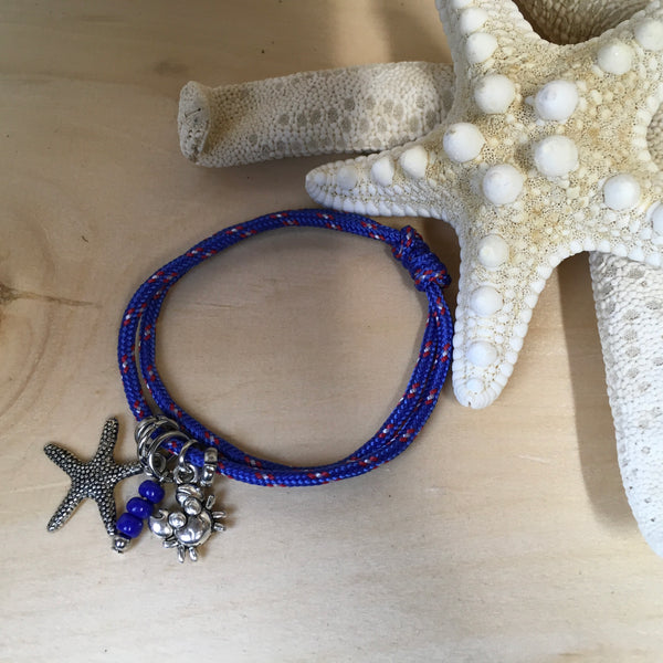 #119 Bracelet ajustable avec crabe et étoile de mer