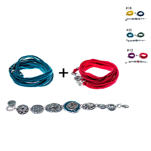 Bracelet multi-tours + Bracelet multi-tours + Bracelet en étain